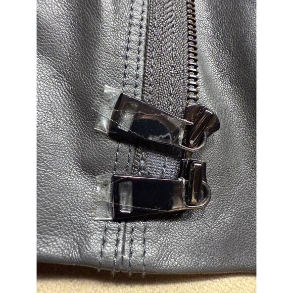 VINCE Lambskin Gray Leather Jacket Colorblock - Size small - Picture 6 of 12